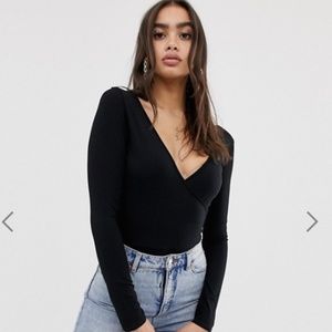 ASOS long sleeve bodysuit with front/back wrap